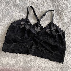 Torrid black floral lace racerback bralette